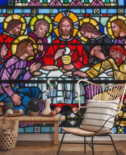 Jesus e os discípulos na última ceia vitral papel de parede Jesus e os discípulos na última ceia vitral papel de parede