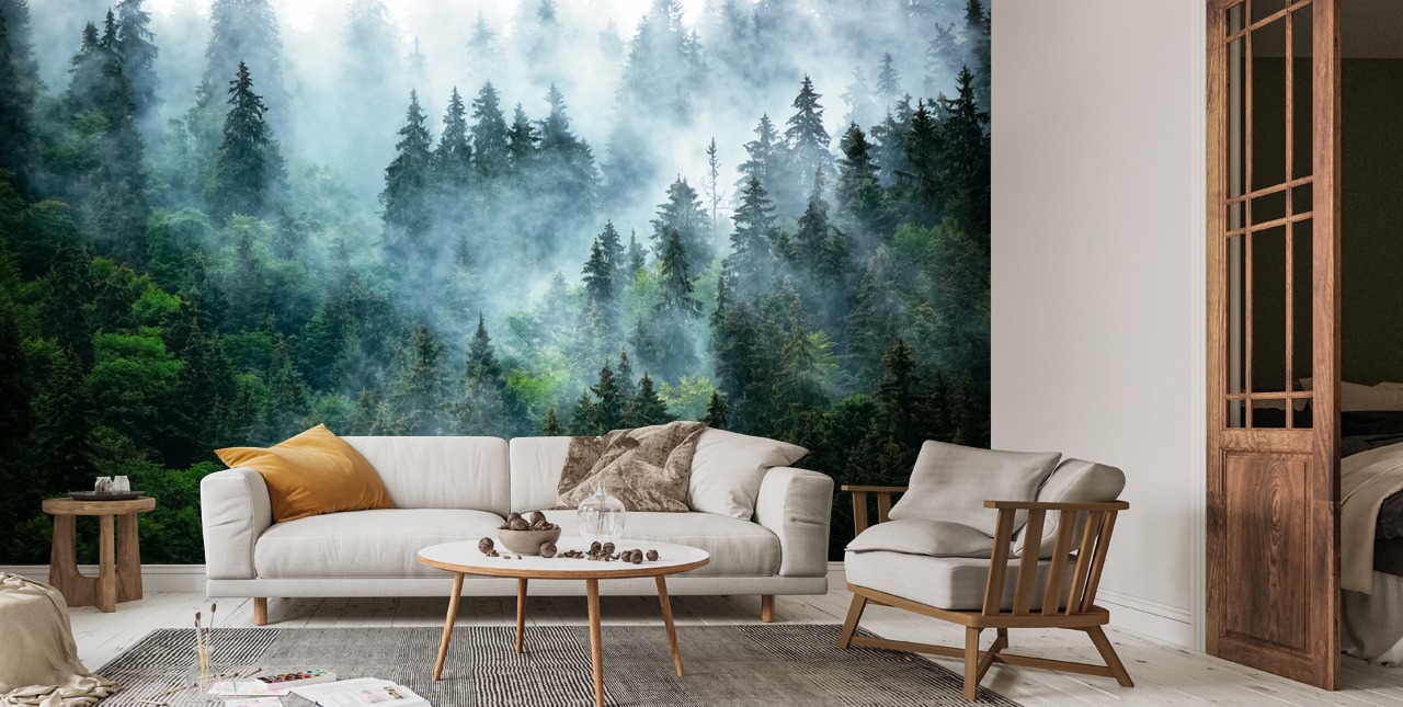 Misty Mountain Landscape Mural | Wallsauce US