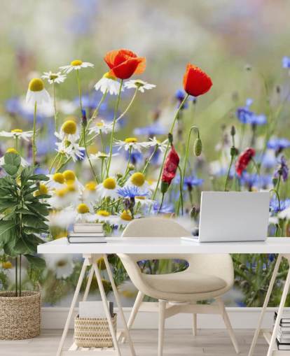 Decorazione murale con campo di fiori selvatici Decorazione murale con campo di fiori selvatici
