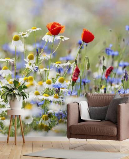 Wilde Blumen Feld Fototapete
