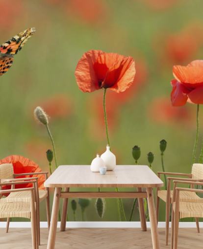 Butterfly and Poppies Wall Mural