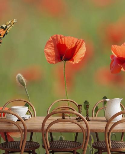 Butterfly and Poppies Wall Mural Butterfly and Poppies Wall Mural