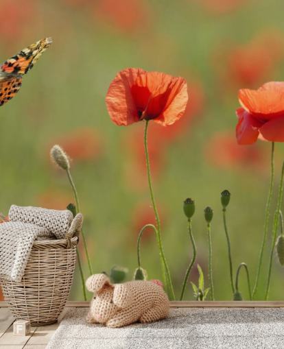Butterfly and Poppies Wall Mural Butterfly and Poppies Wall Mural