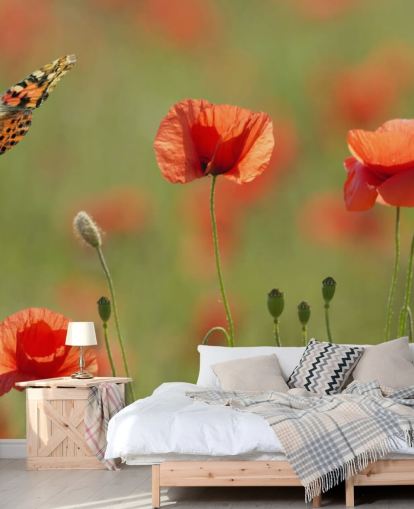 Butterfly and Poppies Wall Mural