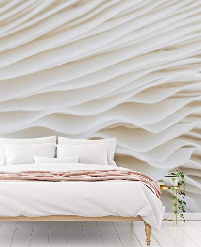 mural de papel pintado de hongos personalizable de color beige llamado Mushroom Close-Up para dormitorios, salas de estar y pasillos