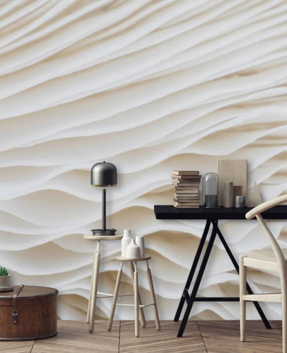 beige aanpasbare paddenstoelbehangmuurschildering genaamd Mushroom Close-Up voor slaapkamers, woonkamers en gangen