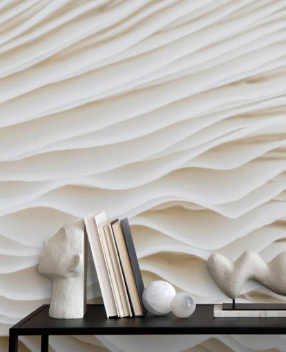 mural de papel pintado de hongos personalizable de color beige llamado Mushroom Close-Up para dormitorios, salas de estar y pasillos