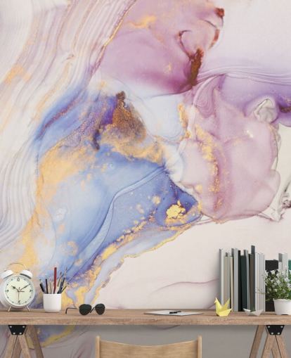 lyserød og guld brugerdefineret marmor tapetmaleri kaldet Dreamy Pastel og Gold til køkkener lyserød og guld brugerdefineret marmor tapetmaleri kaldet Dreamy Pastel og Gold til køkkener