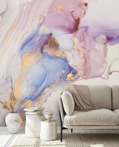 pink and gold custom marble wallpaper mural called Dreamy Pastel and Gold for kitchens