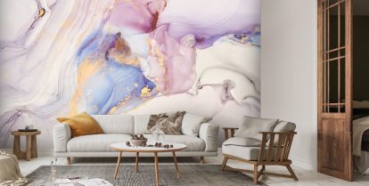 Dreamy Pastel and Gold Mural | Wallsauce CA