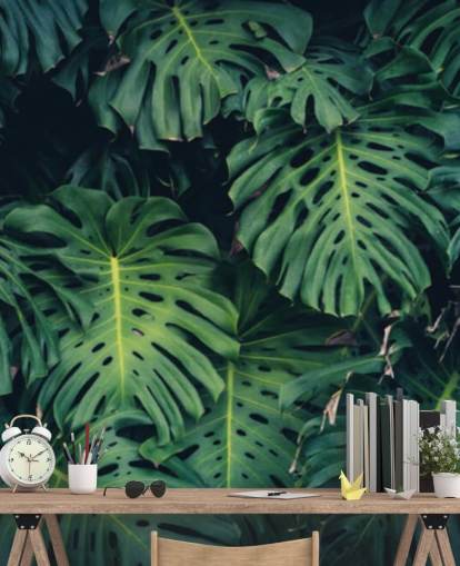 Carta da parati con foglie tropicali