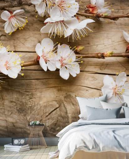 Mural Flor japonesa sobre madera