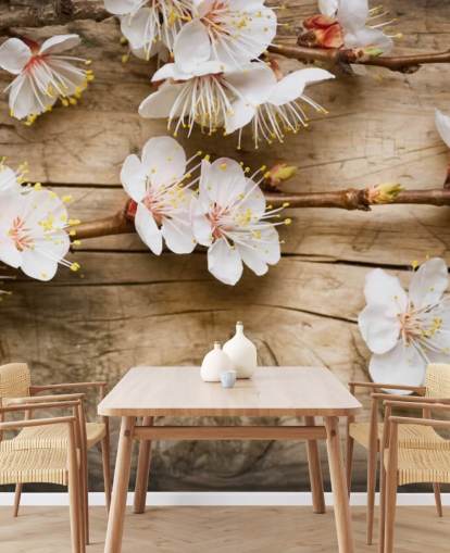 Mural Flor japonesa sobre madera