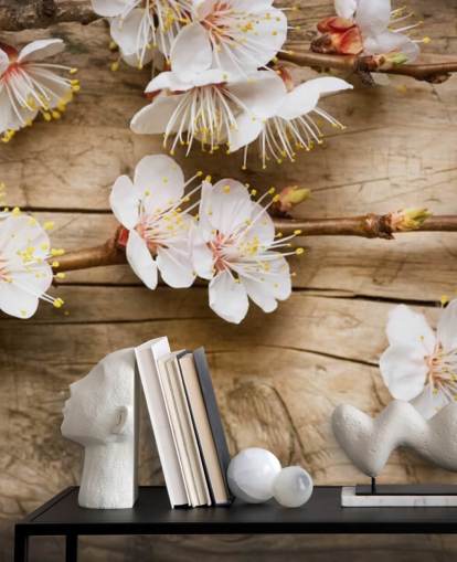 Mural Flor japonesa sobre madera Mural Flor japonesa sobre madera