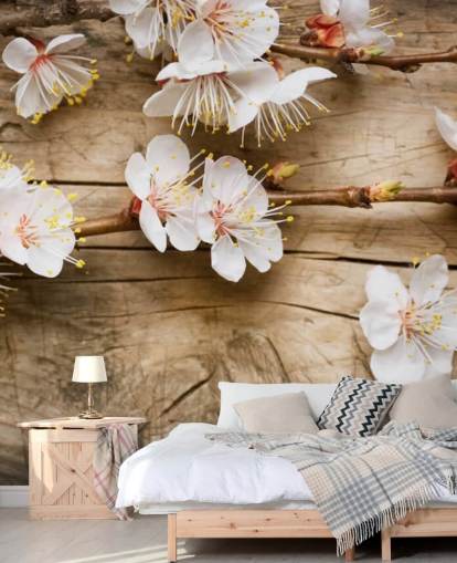 Mural Flor japonesa sobre madera