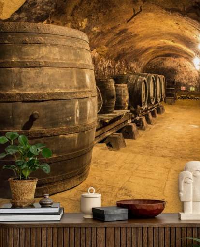 Old Wooden Barrels in the Wine Cellar Wallpaper Old Wooden Barrels in the Wine Cellar Wallpaper