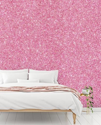 Carta da parati murale con glitter rosa