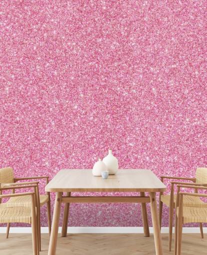Carta da parati murale con glitter rosa