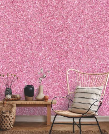 Papier peint à paillettes roses