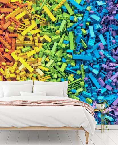 sélection arc-en-ciel de briques de jouets colorés papier peint