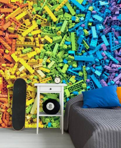 sélection arc-en-ciel de briques de jouets colorés papier peint