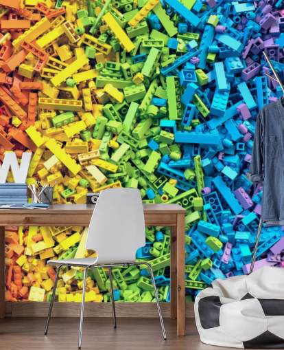 rainbow selection of colourful toy bricks wallpaper