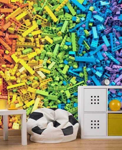 seleção de arco-íris de tijolos de brinquedo coloridos papel de parede