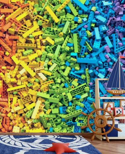 rainbow selection of colourful toy bricks wallpaper