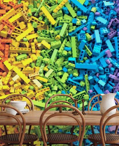 selección de papel pintado de ladrillos de juguete colorido arco iris