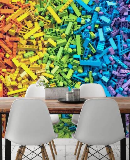 selezione arcobaleno di carta da parati colorata mattoncini giocattolo