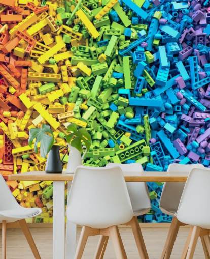 selezione arcobaleno di carta da parati colorata mattoncini giocattolo