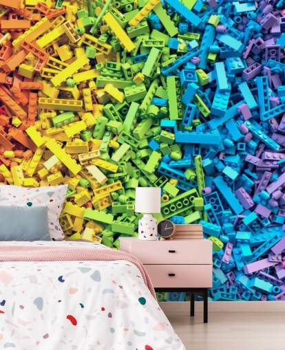 Regenbogen Auswahl an bunten Spielzeug Bricks Tapete