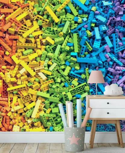 rainbow selection of colourful toy bricks wallpaper
