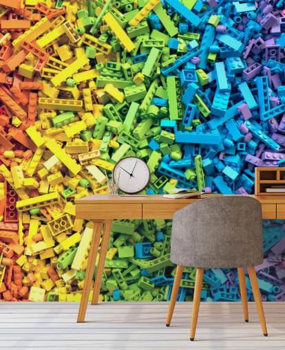 rainbow selection of colourful toy bricks wallpaper