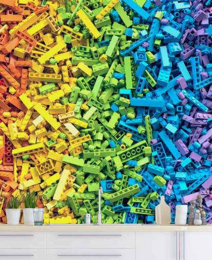 selección de papel pintado de ladrillos de juguete colorido arco iris