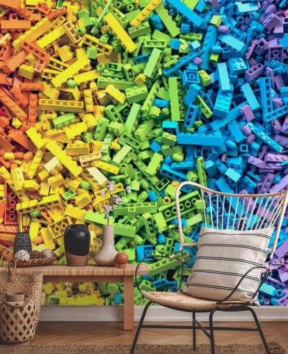 selección de papel pintado de ladrillos de juguete colorido arco iris selección de papel pintado de ladrillos de juguete colorido arco iris