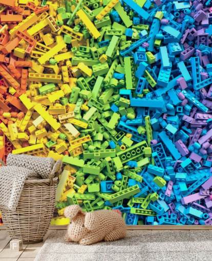 selección de papel pintado de ladrillos de juguete colorido arco iris