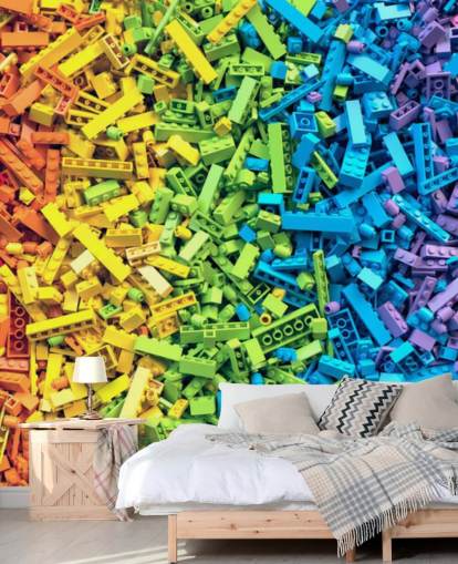 selección de papel pintado de ladrillos de juguete colorido arco iris selección de papel pintado de ladrillos de juguete colorido arco iris