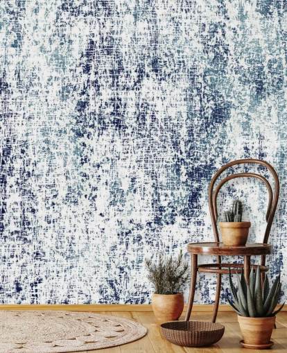 Blue and White Raw Pattern Wallpaper