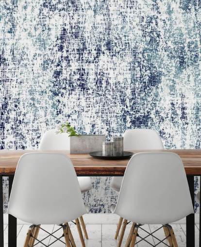 Papel de parede padrão cru azul e branco