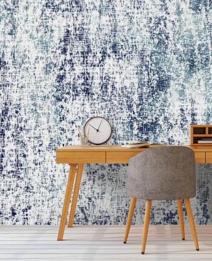 Papel pintado de patrón crudo azul y blanco