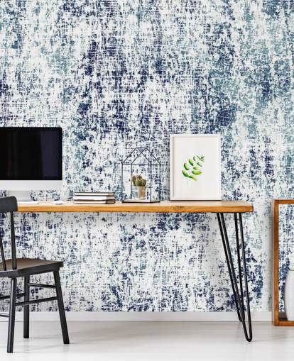 Blue and White Raw Pattern Wallpaper