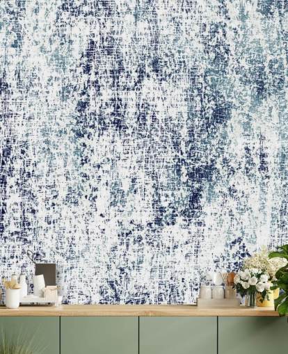 Papel pintado de patrón crudo azul y blanco