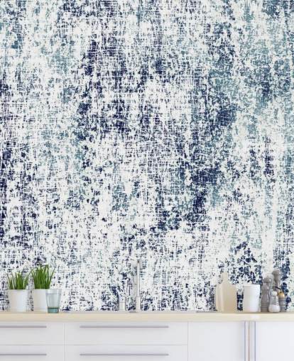 Papel pintado de patrón crudo azul y blanco