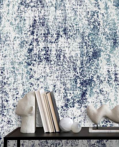 Papel pintado de patrón crudo azul y blanco Papel pintado de patrón crudo azul y blanco