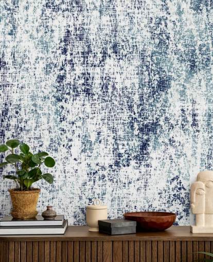 Blue and White Raw Pattern Wallpaper