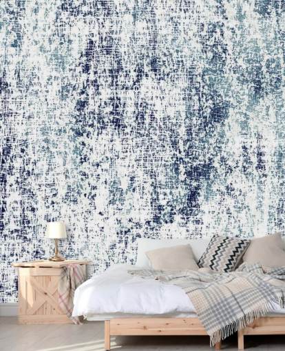 Papel pintado de patrón crudo azul y blanco