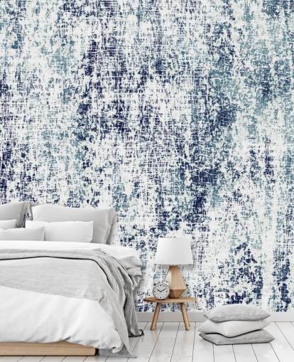 Papel de parede padrão cru azul e branco