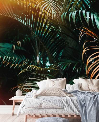 Syvä tumma Palm Lehdet Seinämaalaus Syvä tumma Palm Lehdet Seinämaalaus