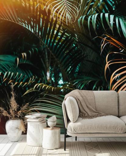 Syvä tumma Palm Lehdet Seinämaalaus Syvä tumma Palm Lehdet Seinämaalaus